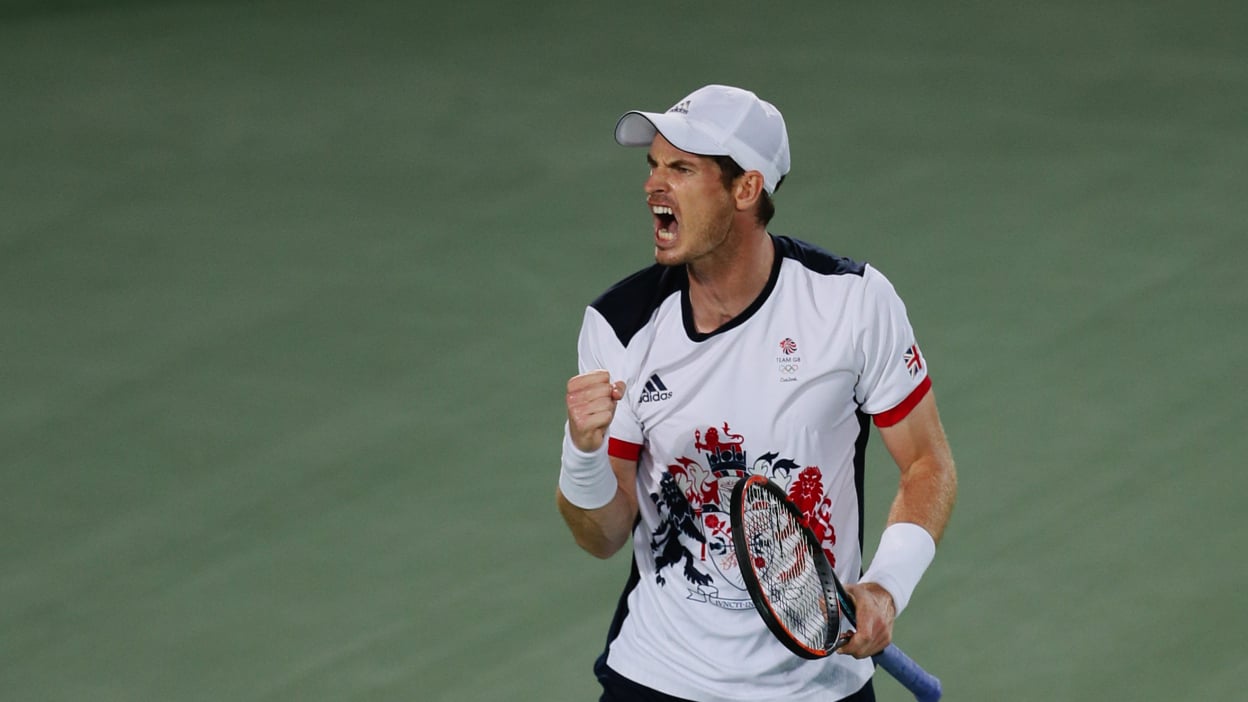 Great Britain's Andy Murray screams 