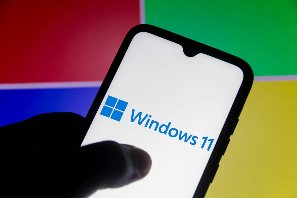 Windows 11 logo on phone screen