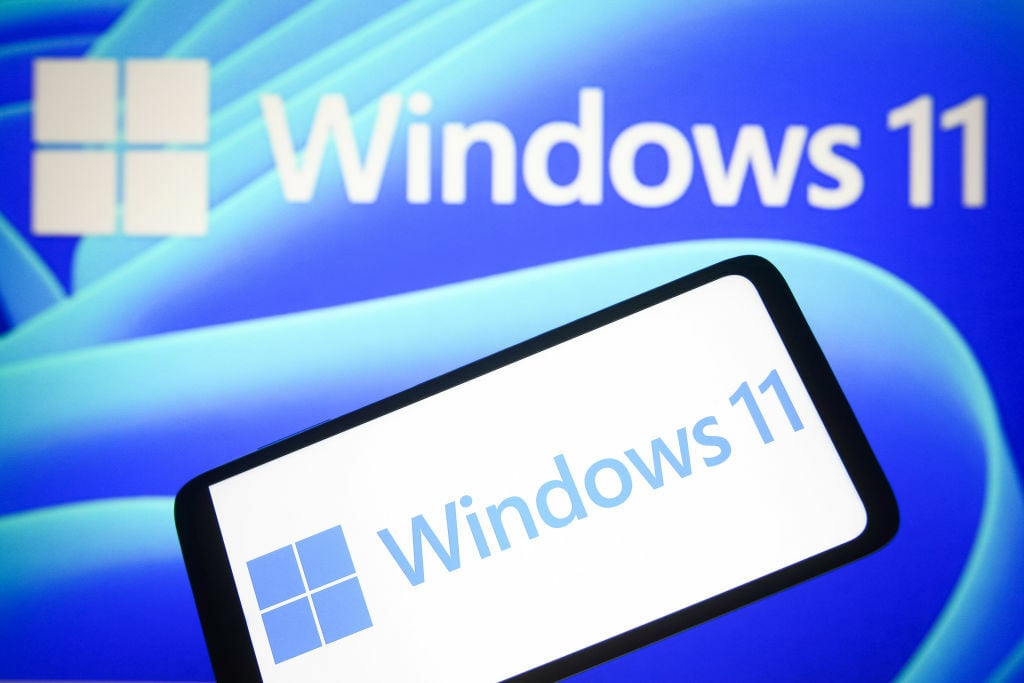 Windows 11 logo on phone screen