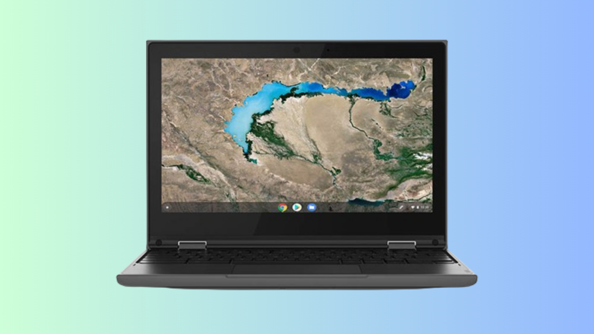 Laptop showing topography. 