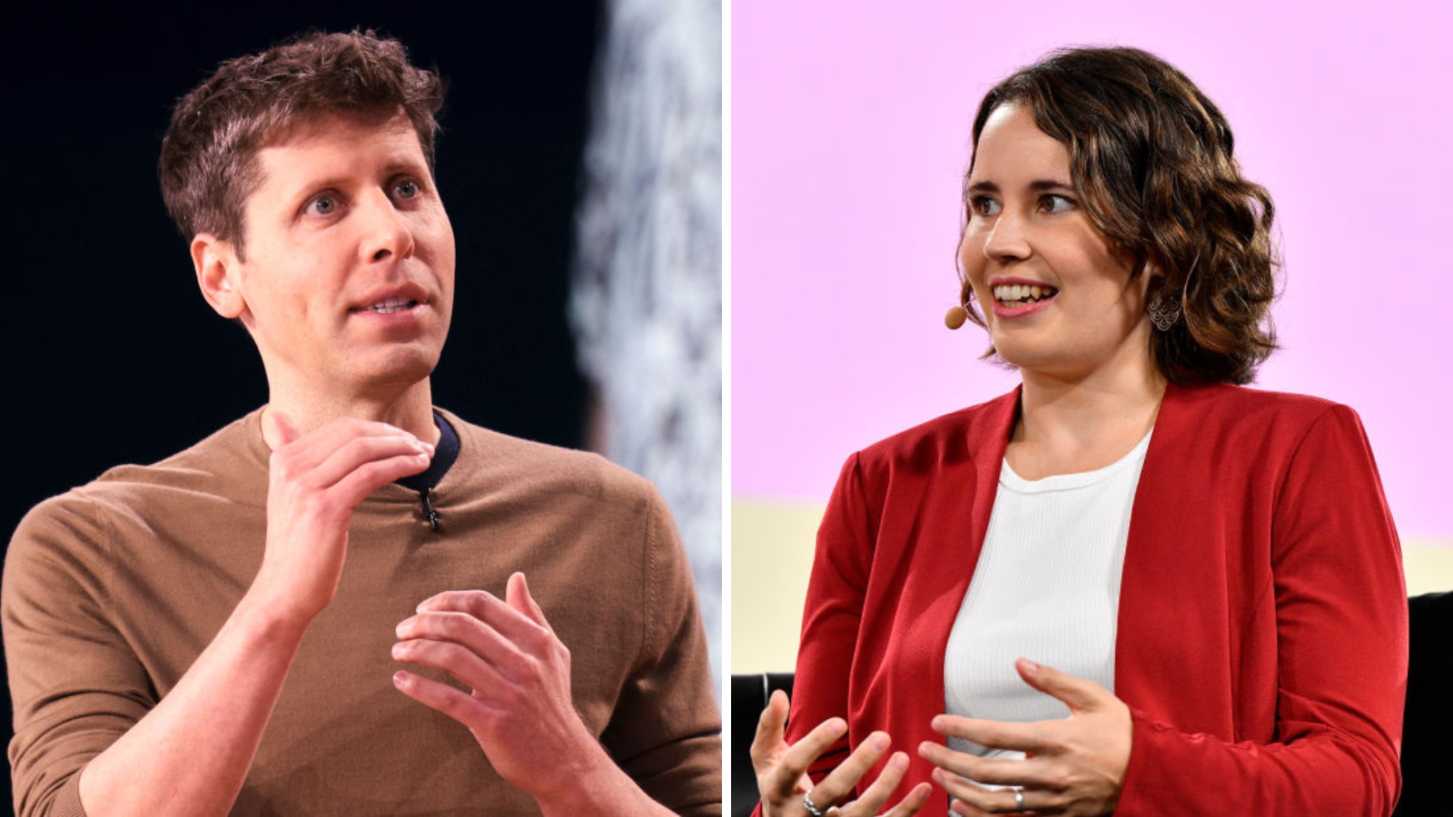 A composite of OpenAI CEO Sam Altman and former OpenAI board member Helen Toner.