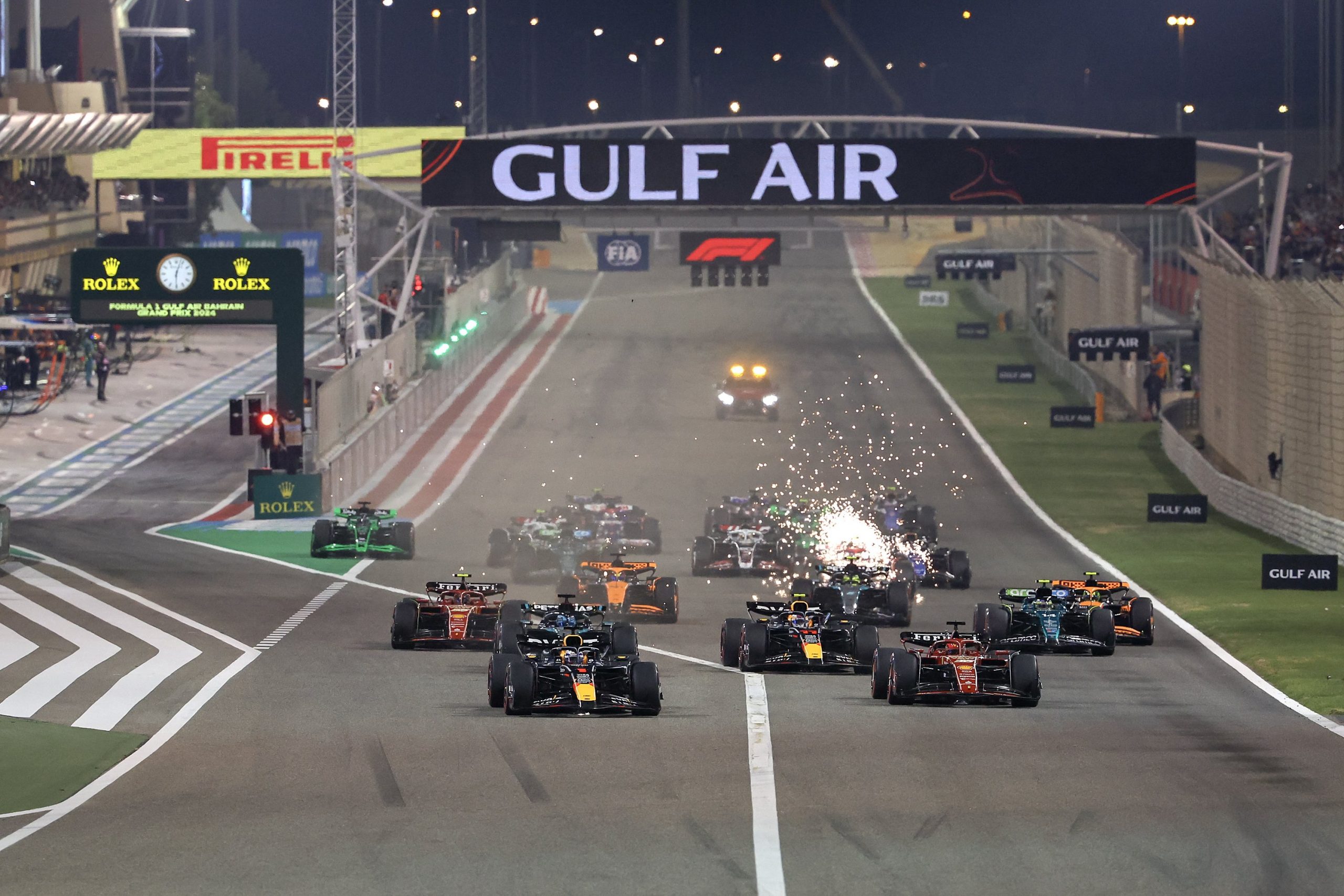 The race start during the F1 Grand Prix of Bahrain