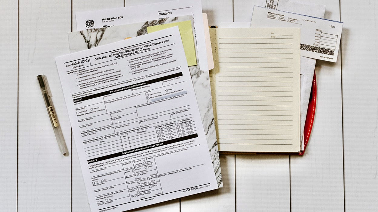 tax documents on a table