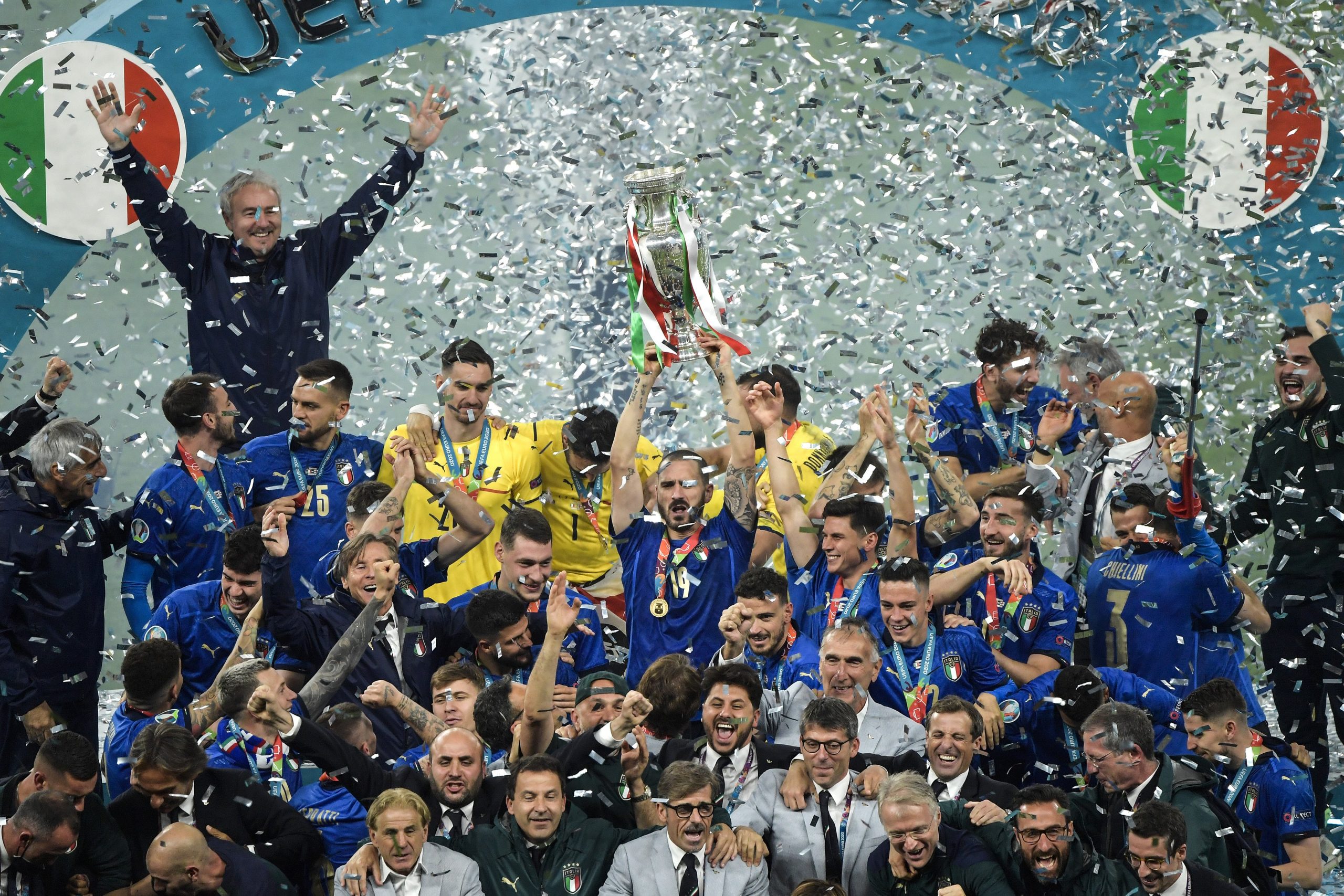 Leonardo Bonucci of Italy holds the trophy