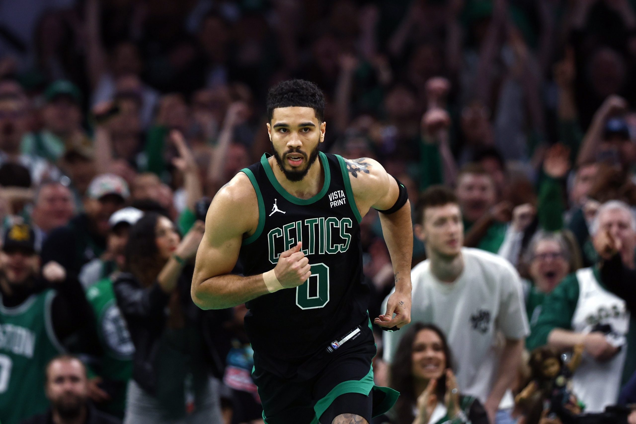 The crowd reacts after Boston Celtics forward Jayson Tatum scores