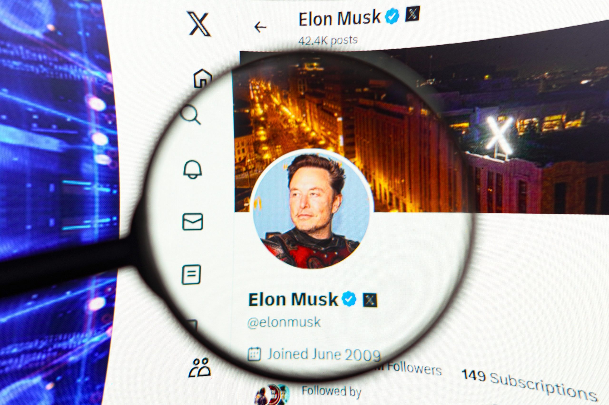 Elon Musk's X profile page