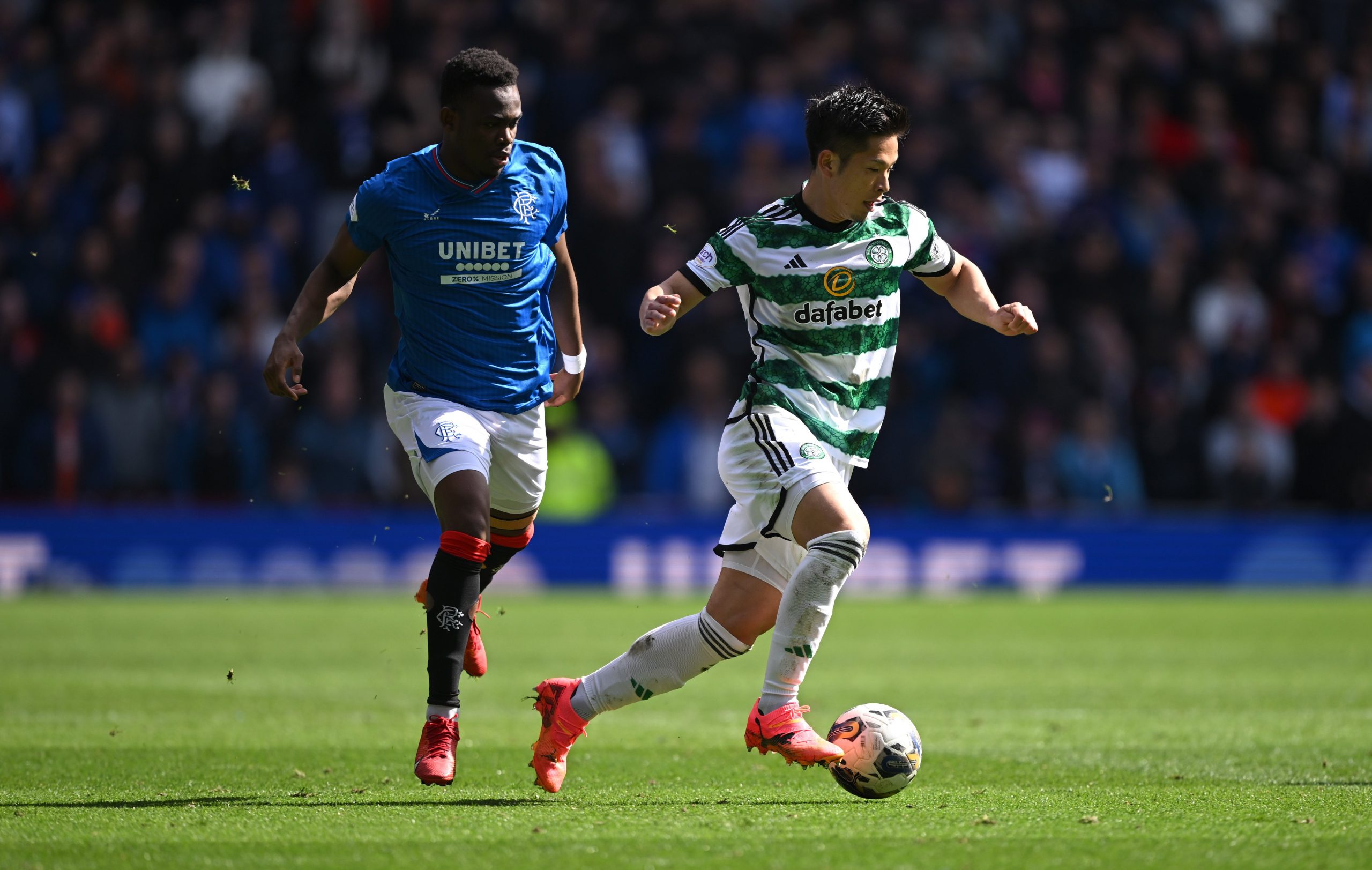 Celtic player Tomoki Iwata on the ball