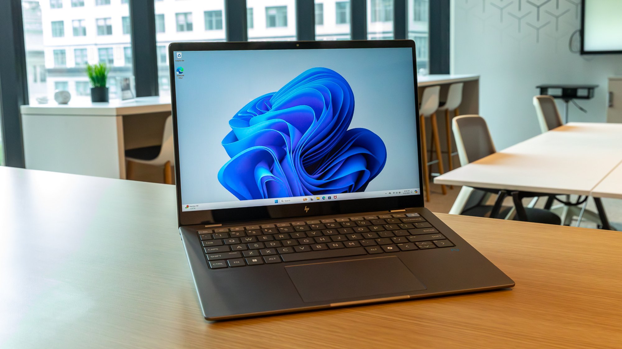 HP OmniBook X 14 on a table at HP's offices