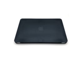 Macbook Air with black case.