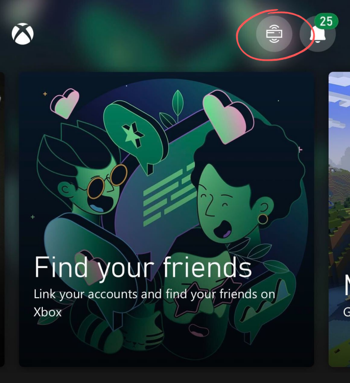 A screenshot of the Xbox app showing where the Remote Play icon is.