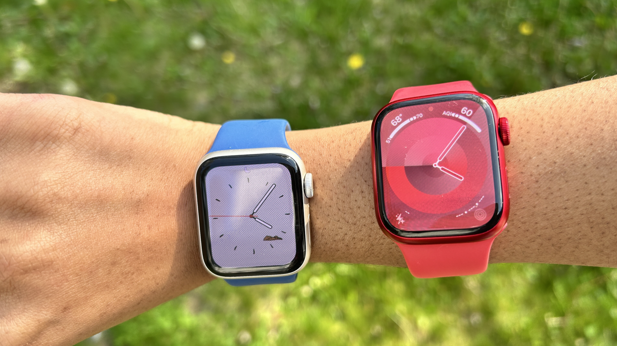Apple Watch Series 9 and Apple Watch SE on woman's wrist