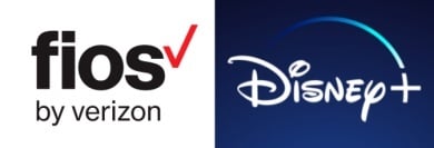 Fios by Verizon logo and Disney+ logo