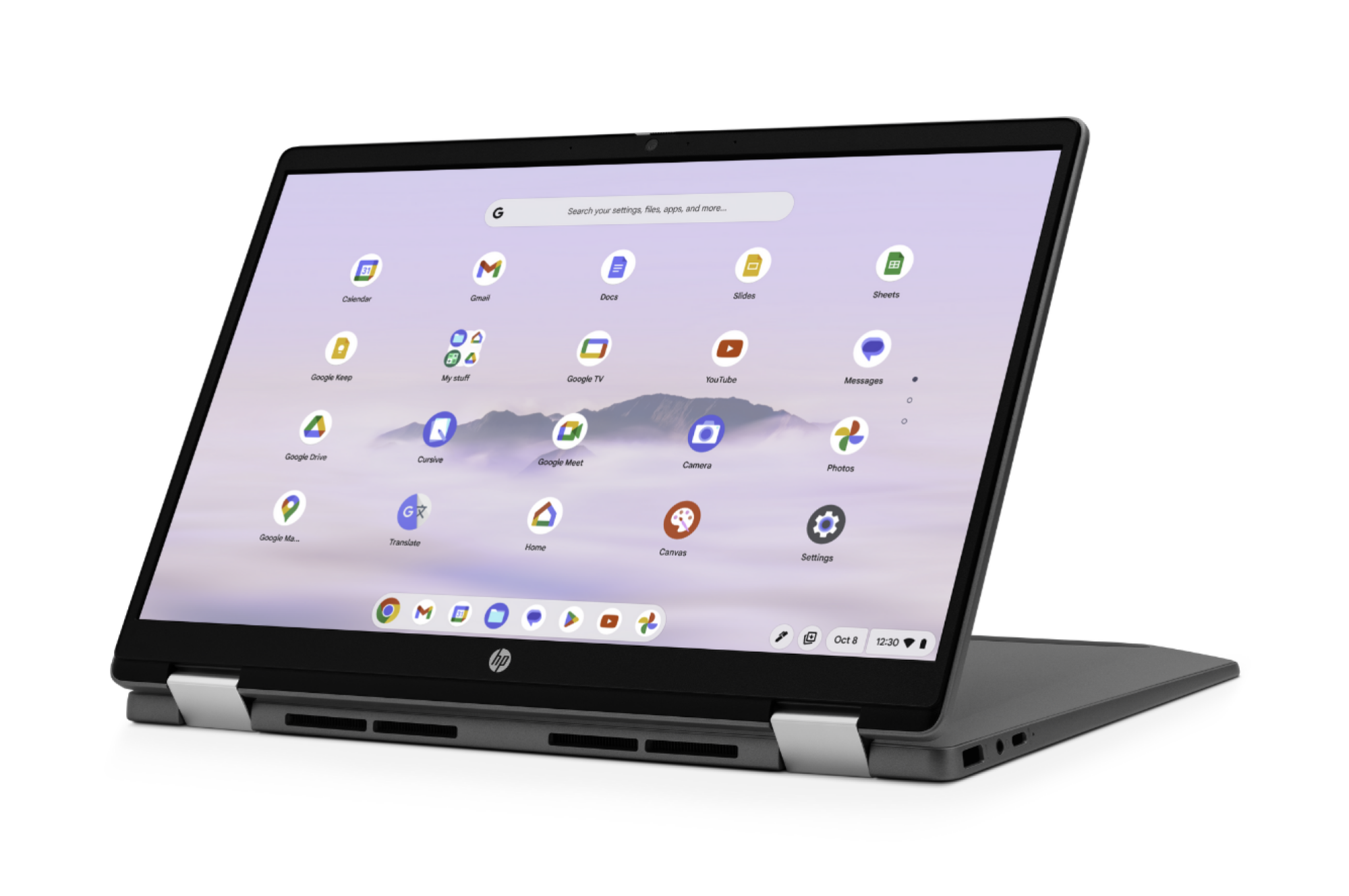 the HP Chromebook Plus x360 14-inch in tablet mode