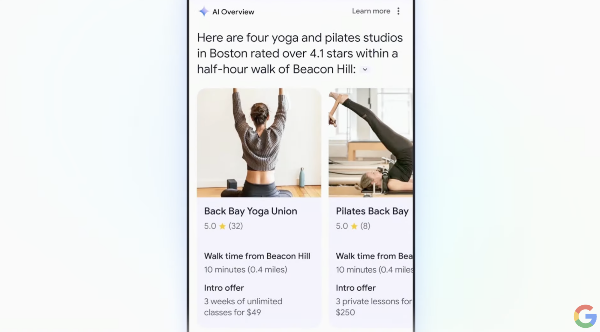 Picture of Google Search featuring a woman doing yoga