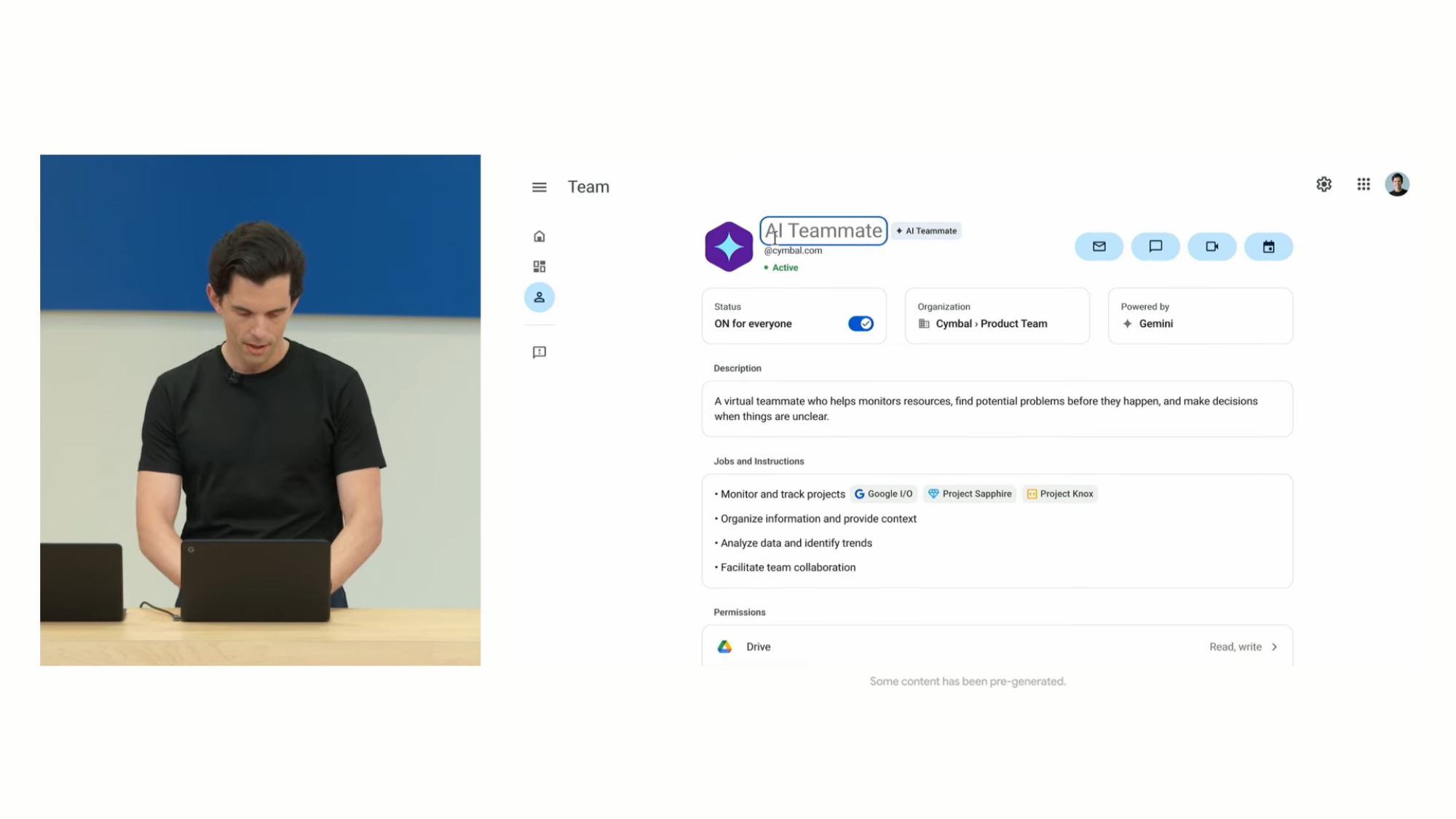 AI Teammate presentation at Google I/O