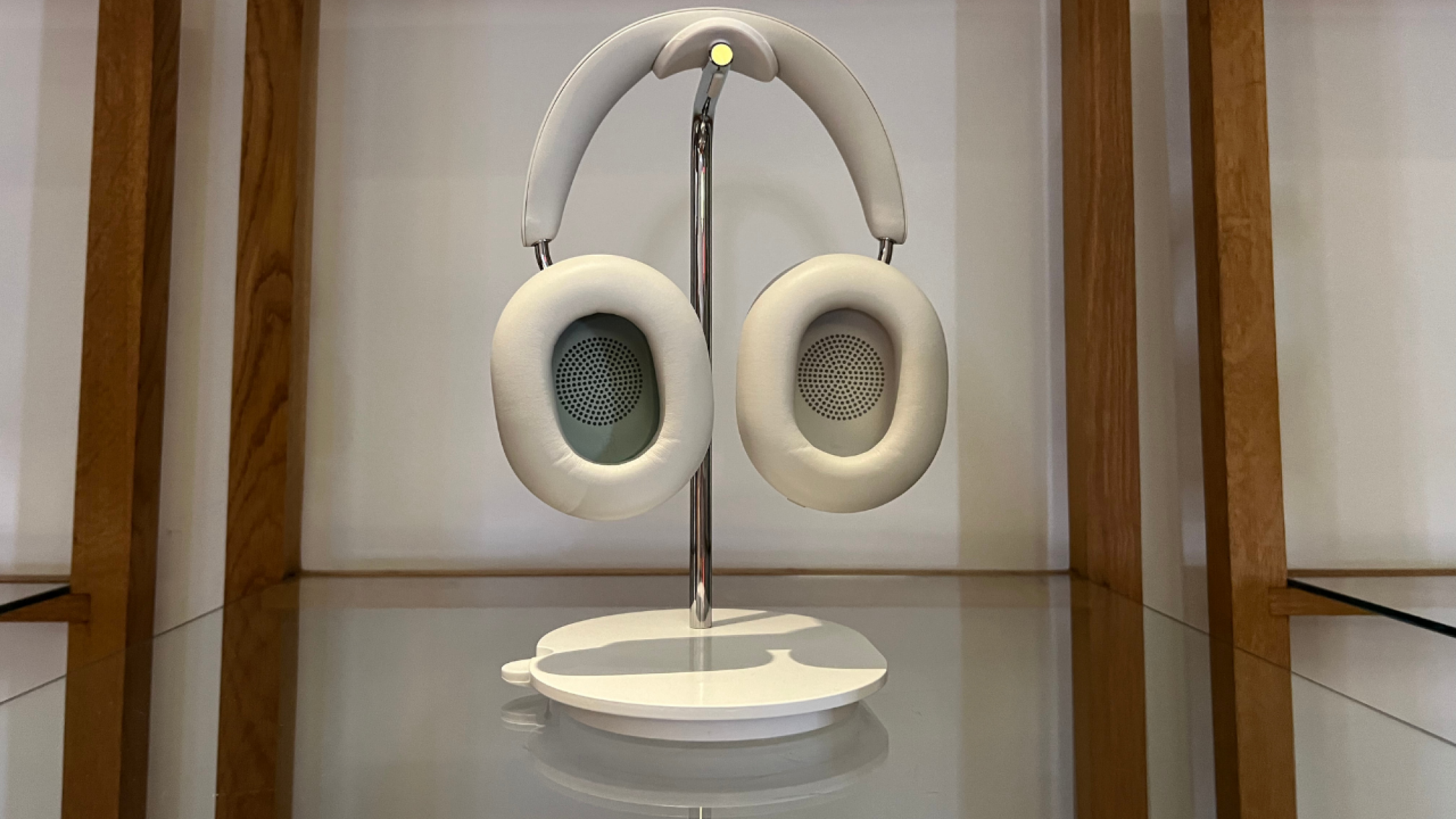 A pair of the Sonos Ace headphones in soft white