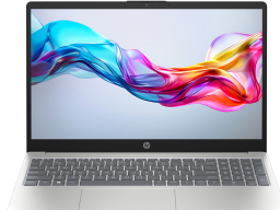 the HP Laptop 15t-fd100 with a rainbow screensaver