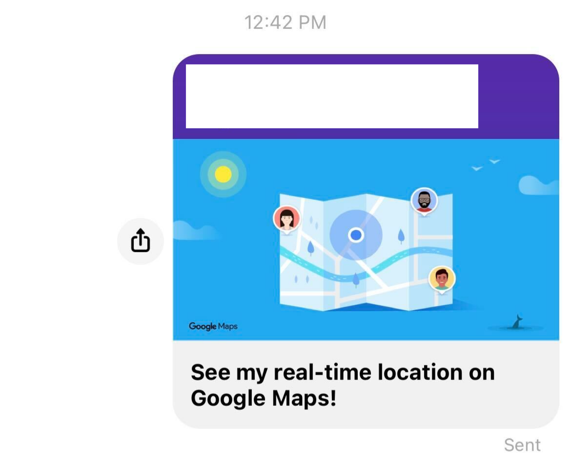 A screenshot of a Google Maps link in a messaging app.