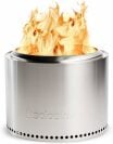 a solo stove with active flame on a white background