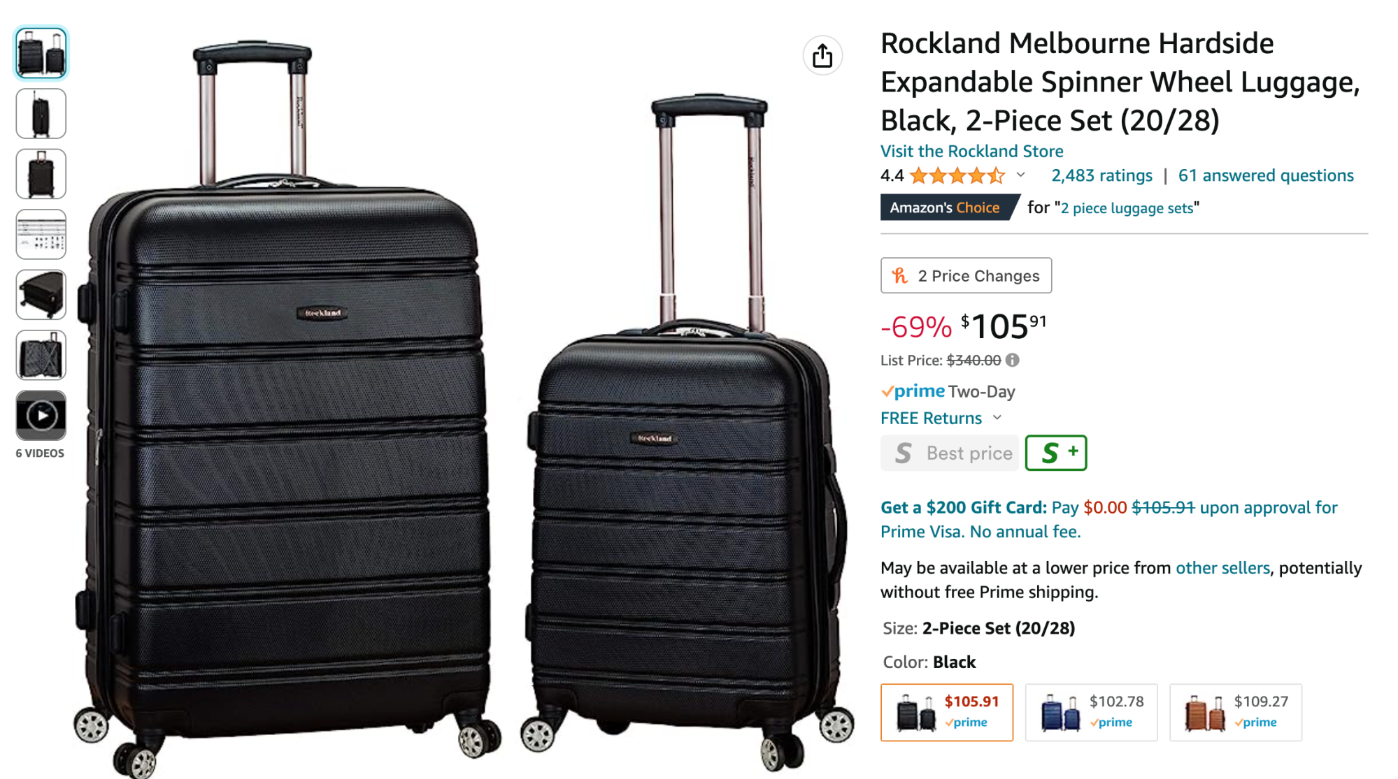 rockland luggage set amazon listing