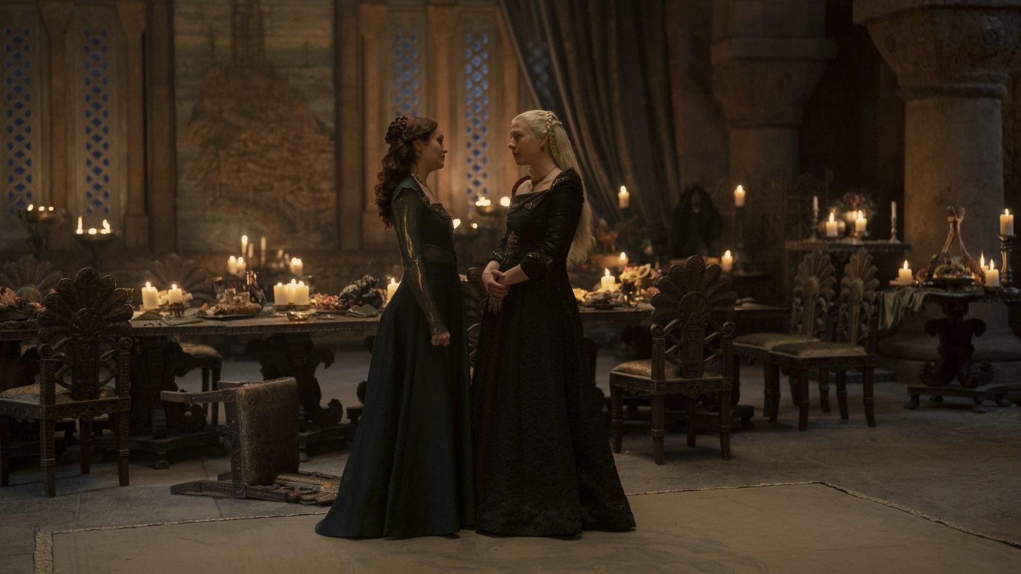 Olivia Cooke and Emma D'Arcy as Alicent Hightower and Rhaenyra Targaryen in "House of the Dragon."