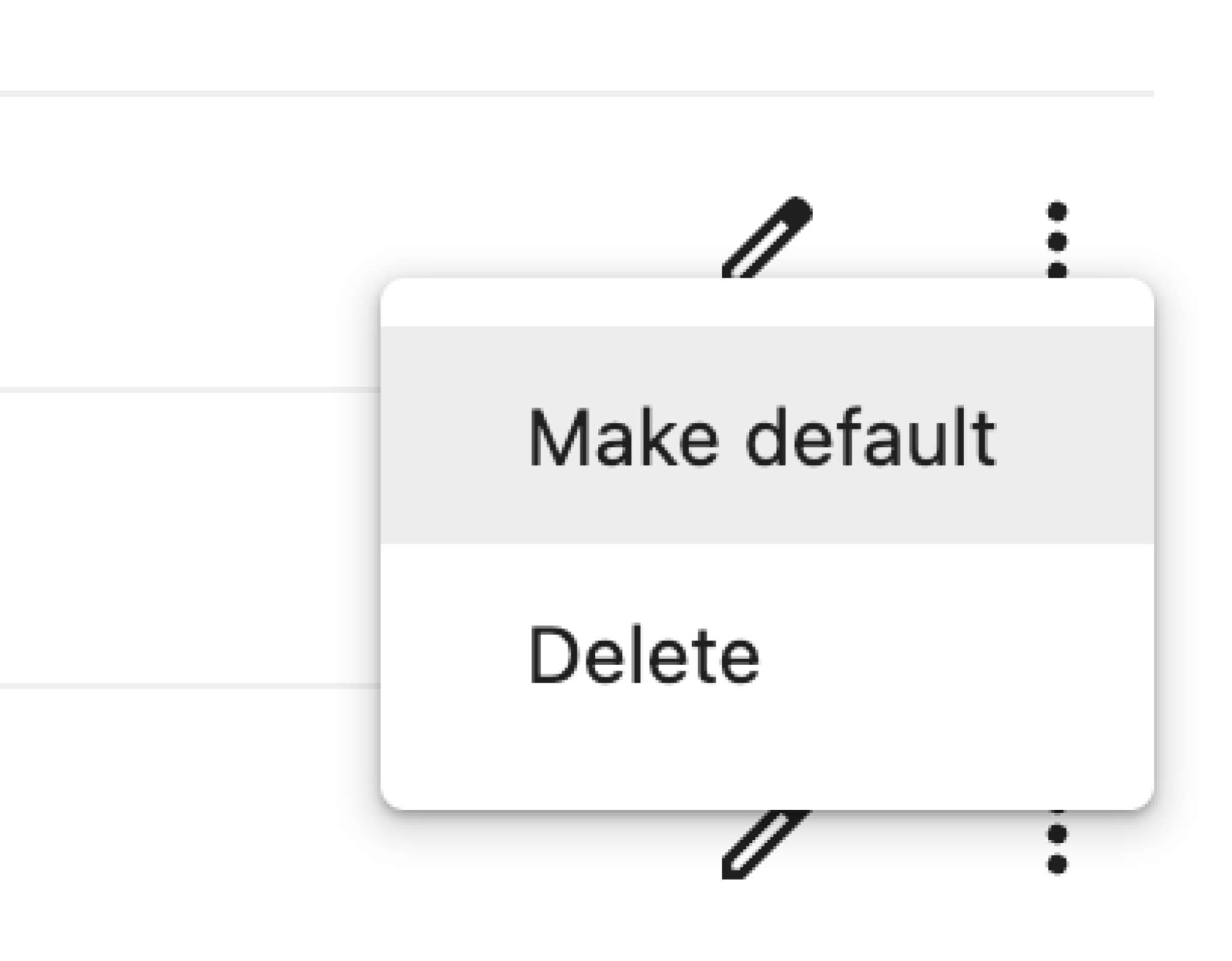 The text "Make default" highlighted