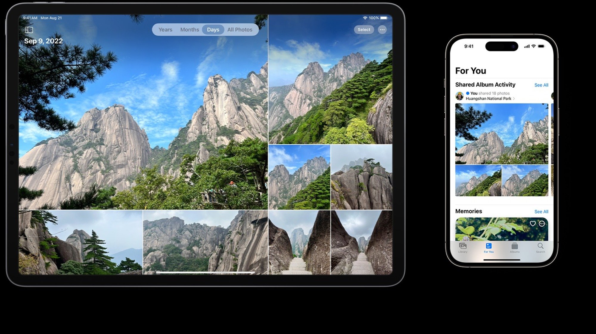 The Photos app on iPad and iPhone