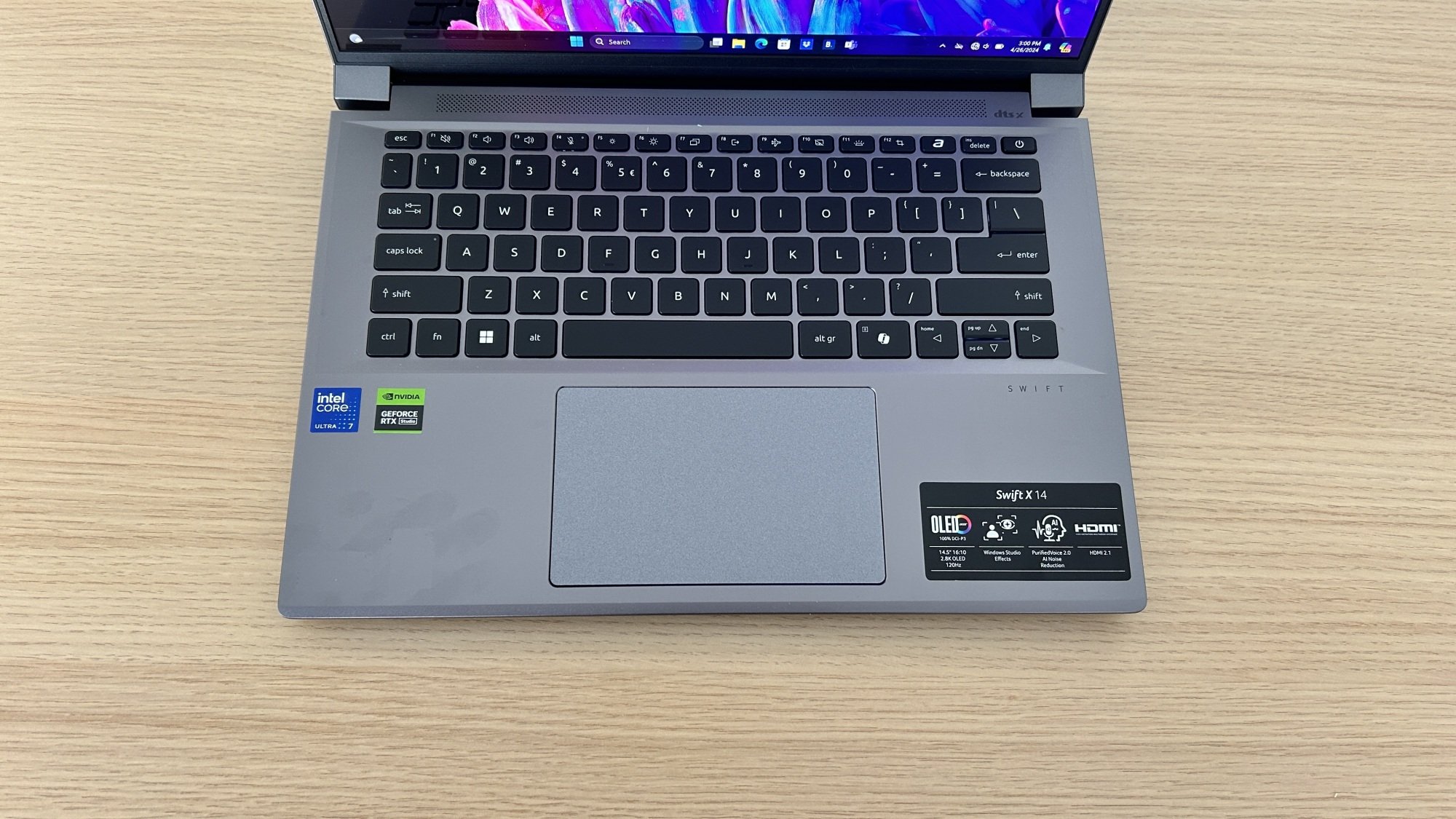 Acer Swift X 14 keyboard