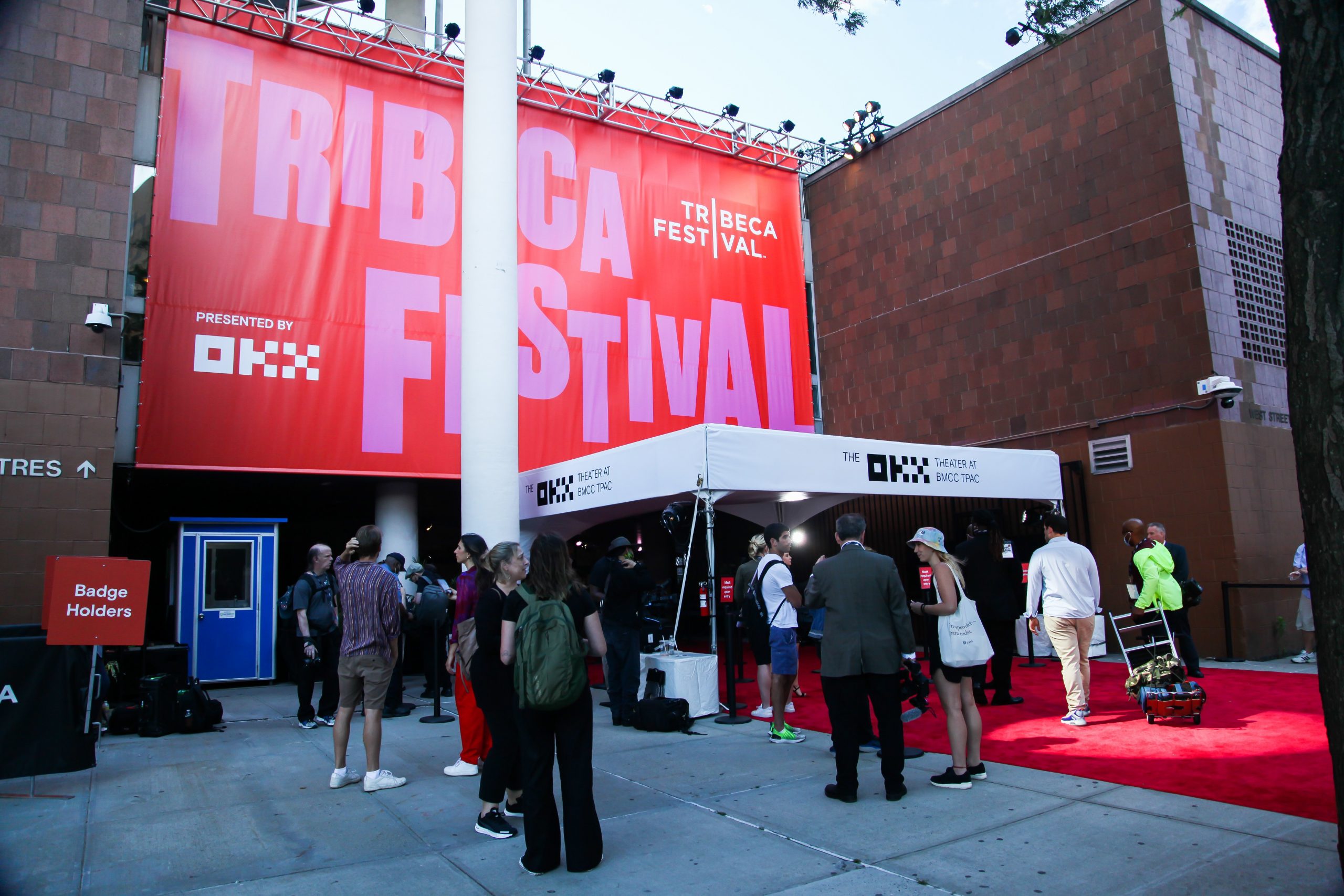 Atmosphere at entrance to Tribeca Film Festival