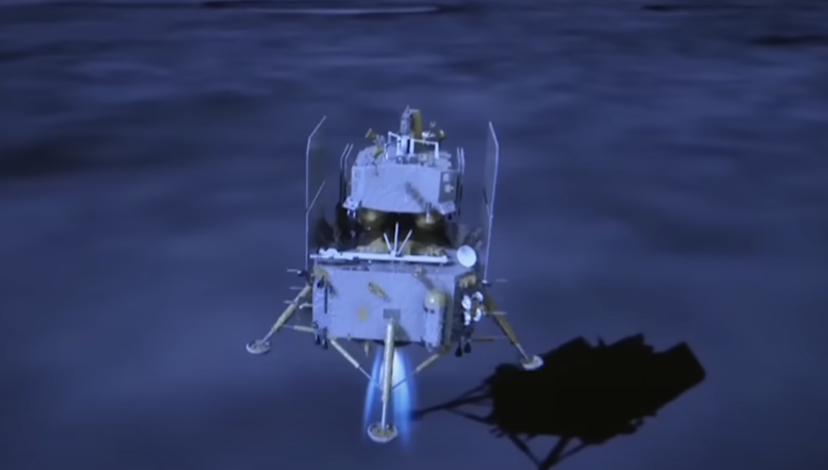 A conception of China's Chang’e-6 craft landing on the moon.