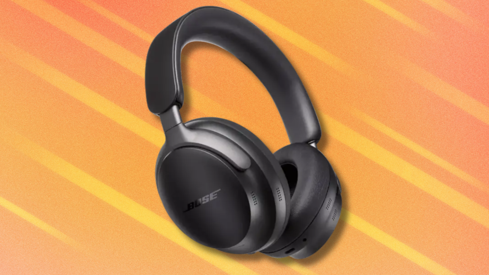 Bose QuietComfort Ultra headphones on orange abstract background