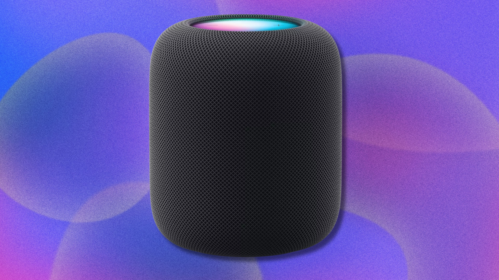 Apple HomePod on colorful abstract background