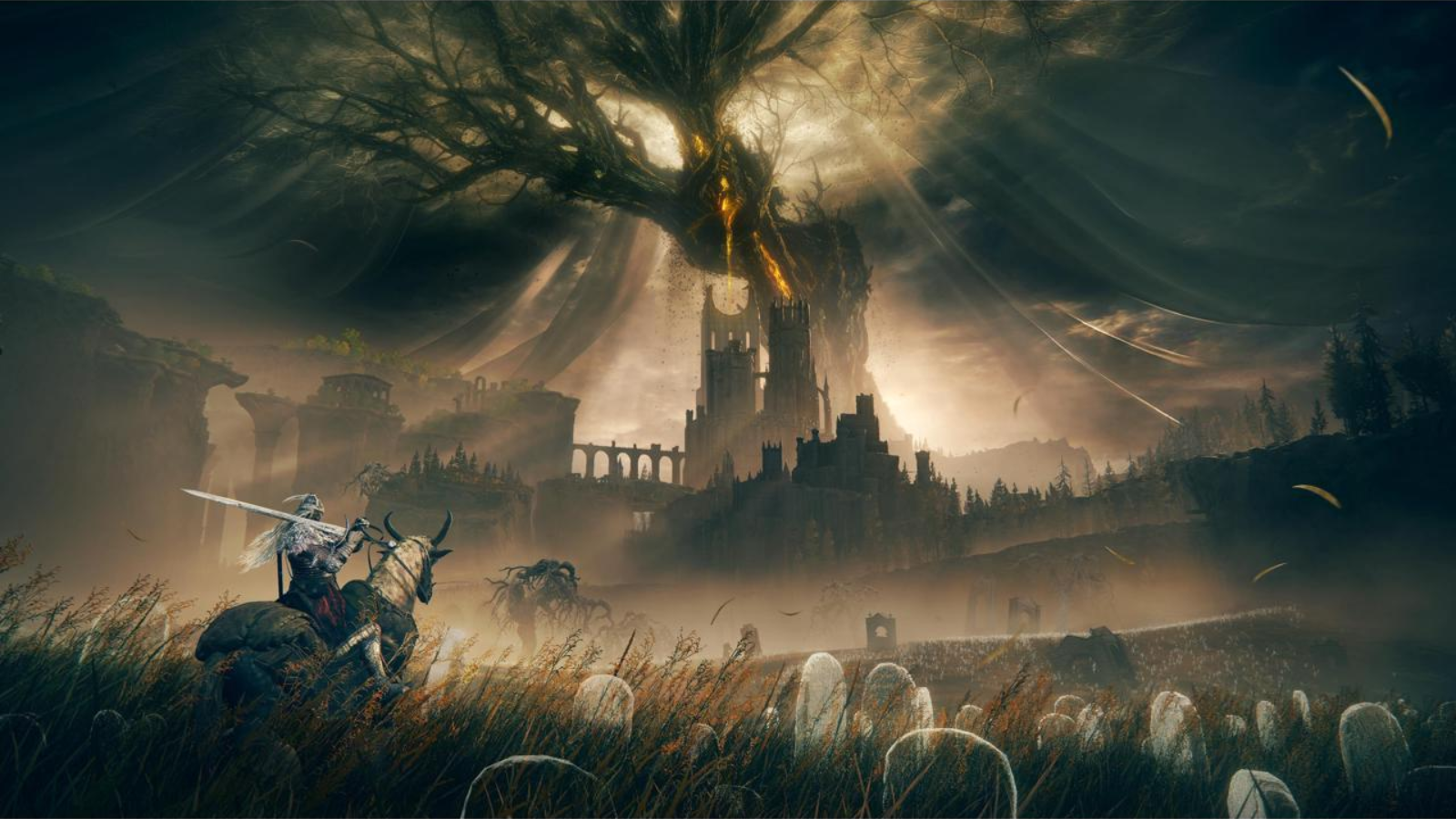 The golden Erdtree looks out over the Lands Between in 'Elden Ring'