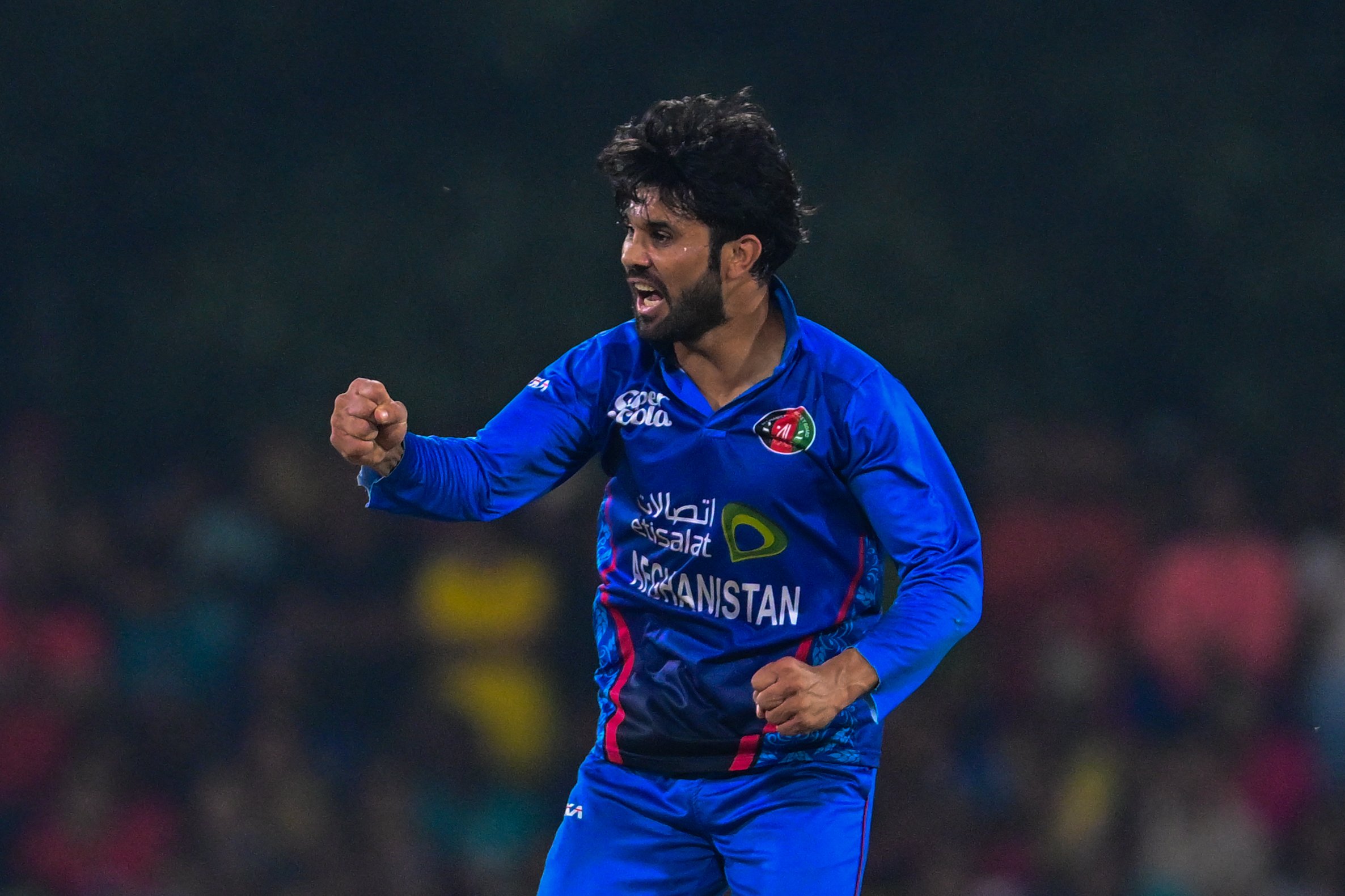 Afghanistan's Qais Ahmad celebrating