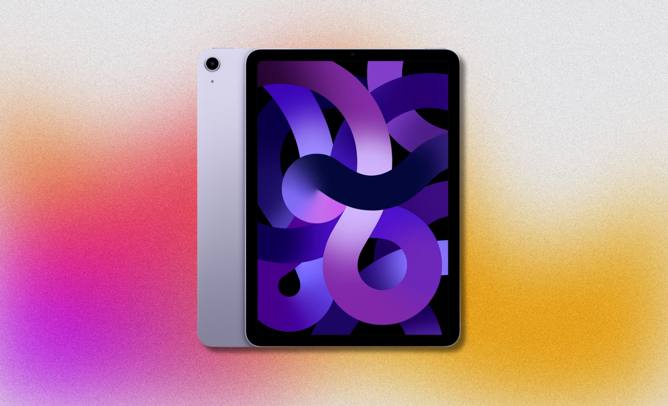 iPad air 5th generation against a colorful background 