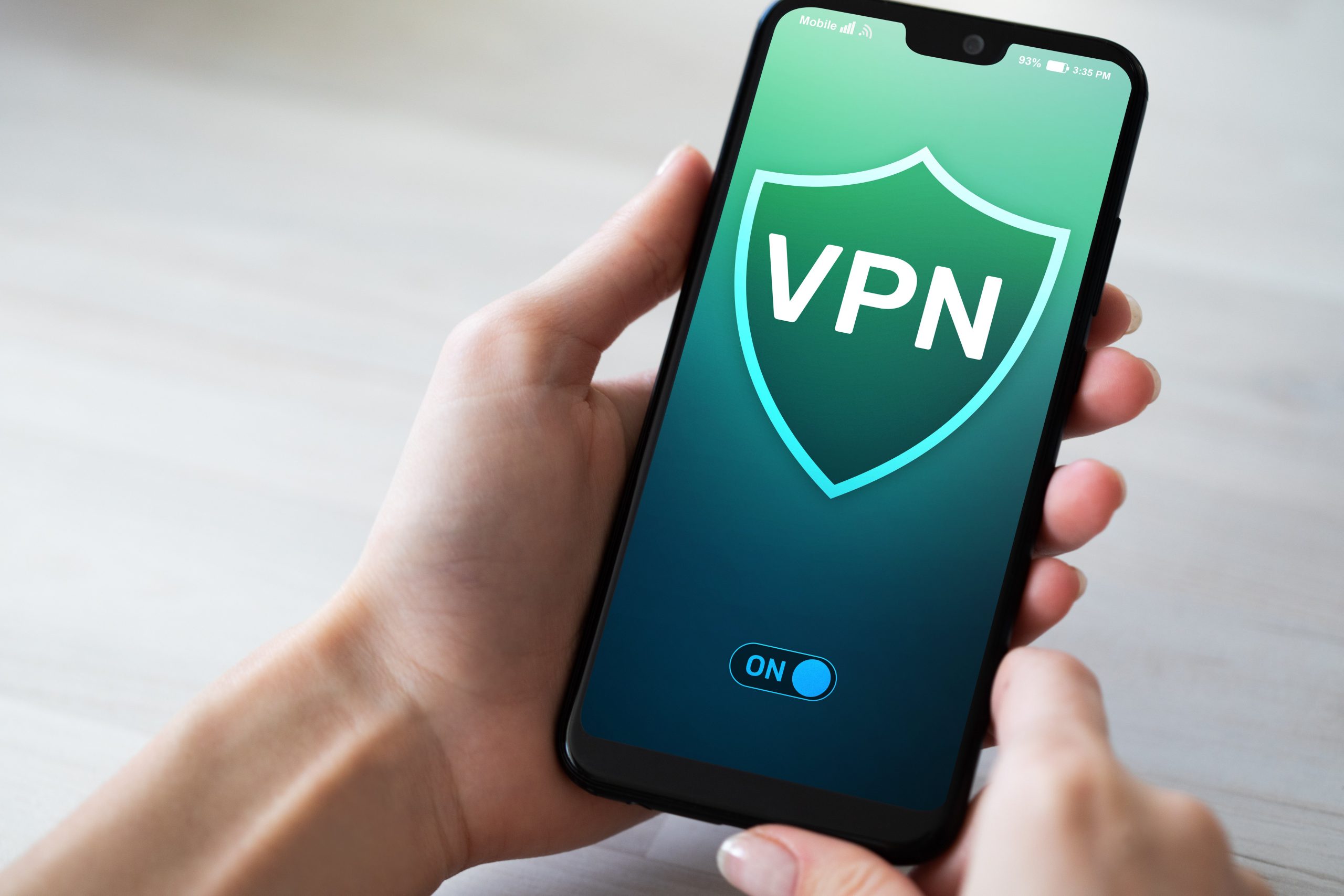 A phone with the words 'VPN' on it