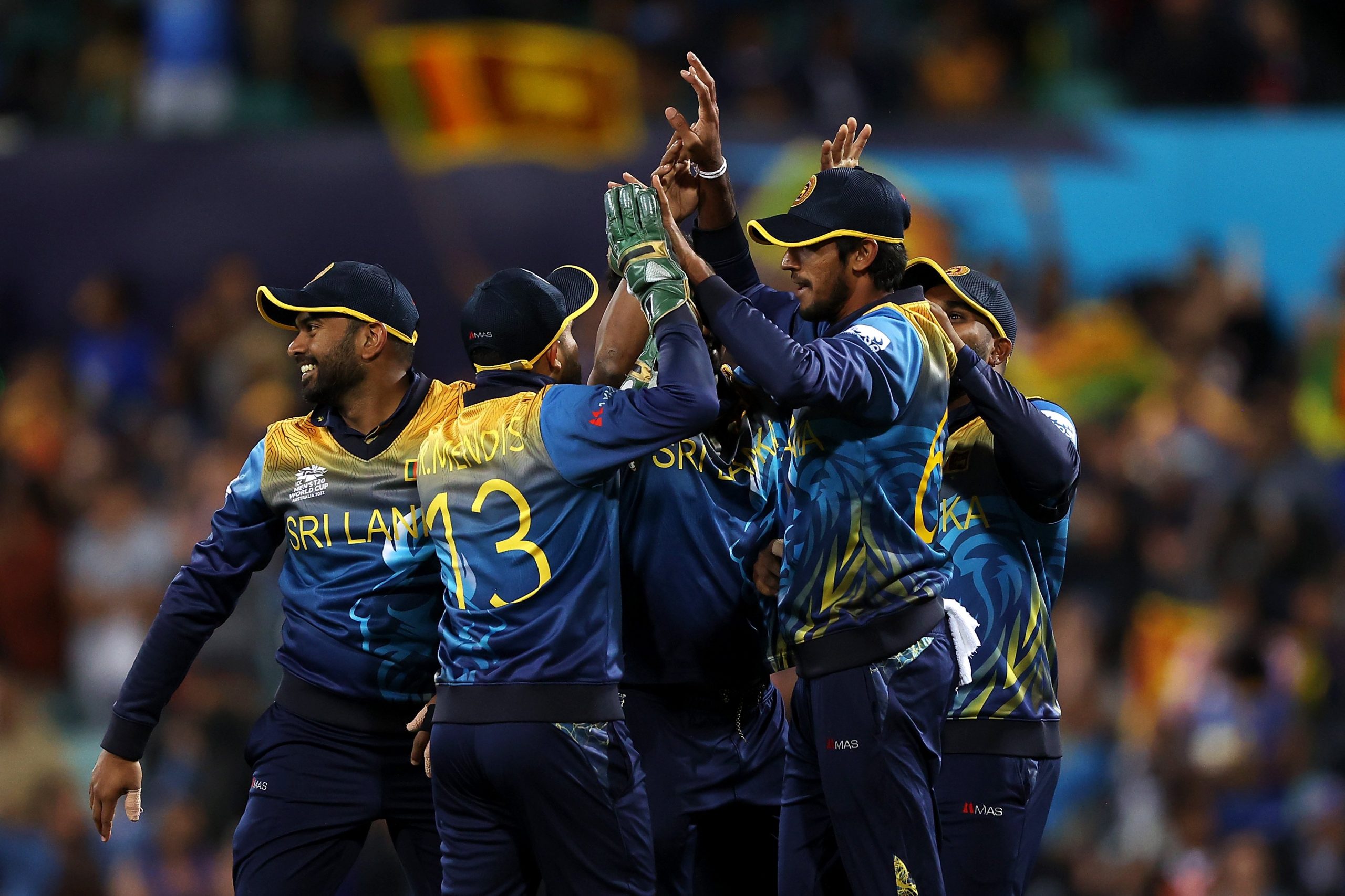 Kasun Rajitha of Sri Lanka celebrates