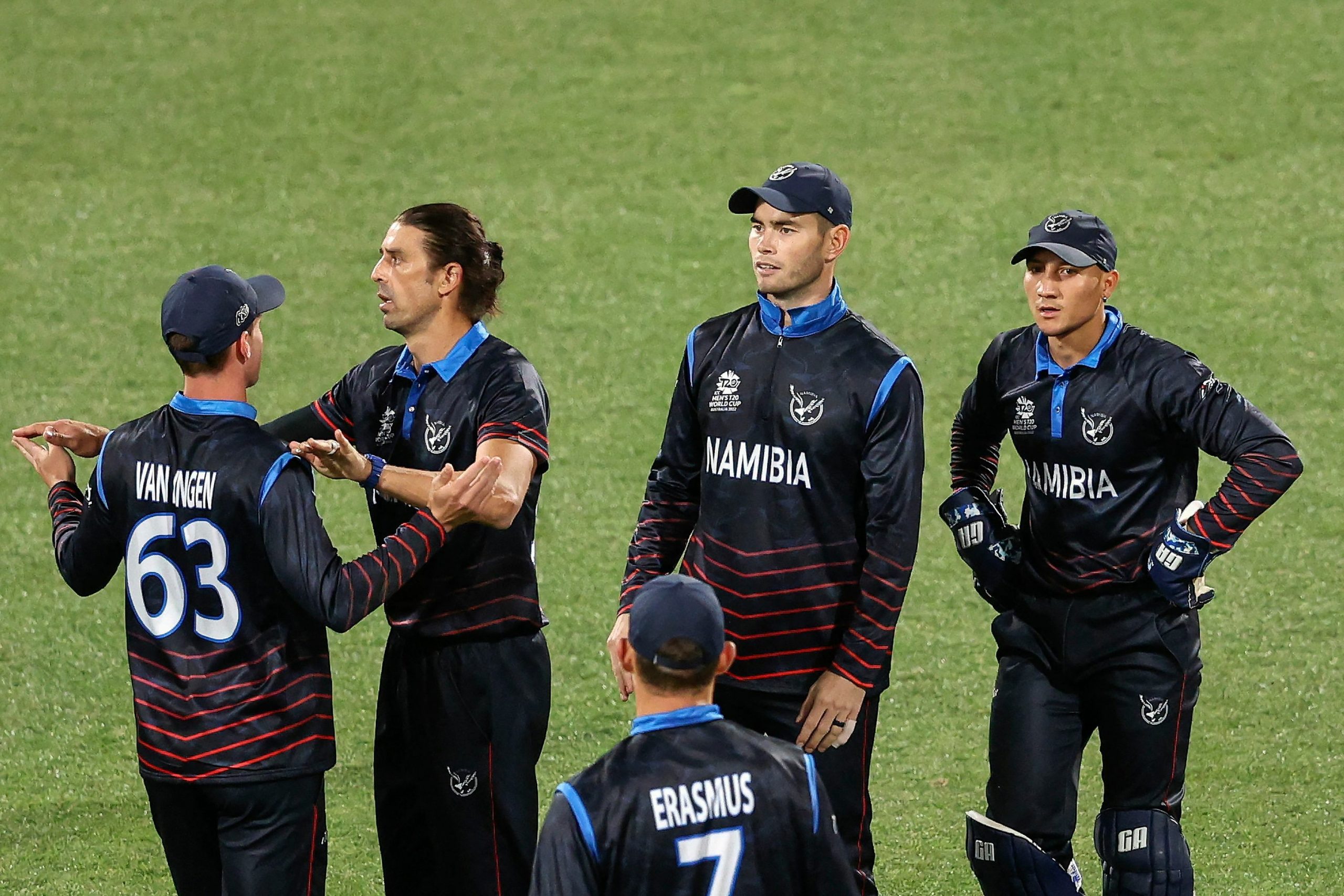 Namibia players on the pitch during T20 2022