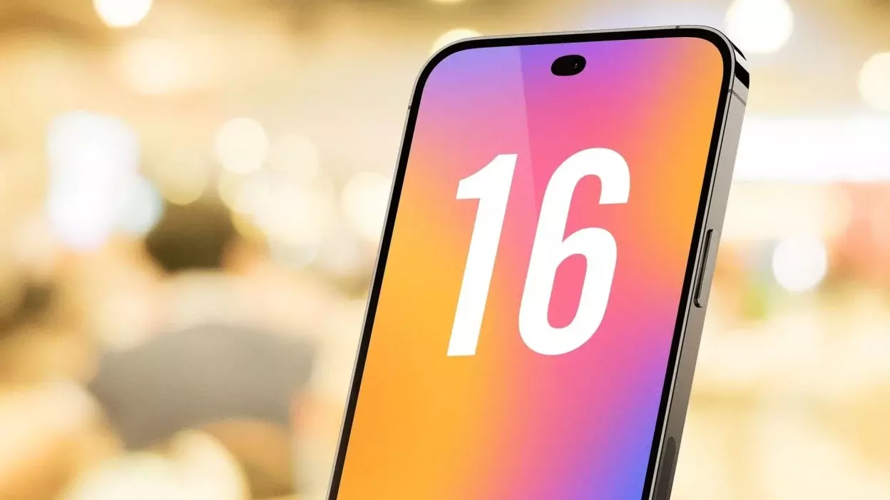 Apple iPhone with the number 16 on the screen