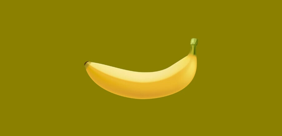 Picture of a banana on an olive background