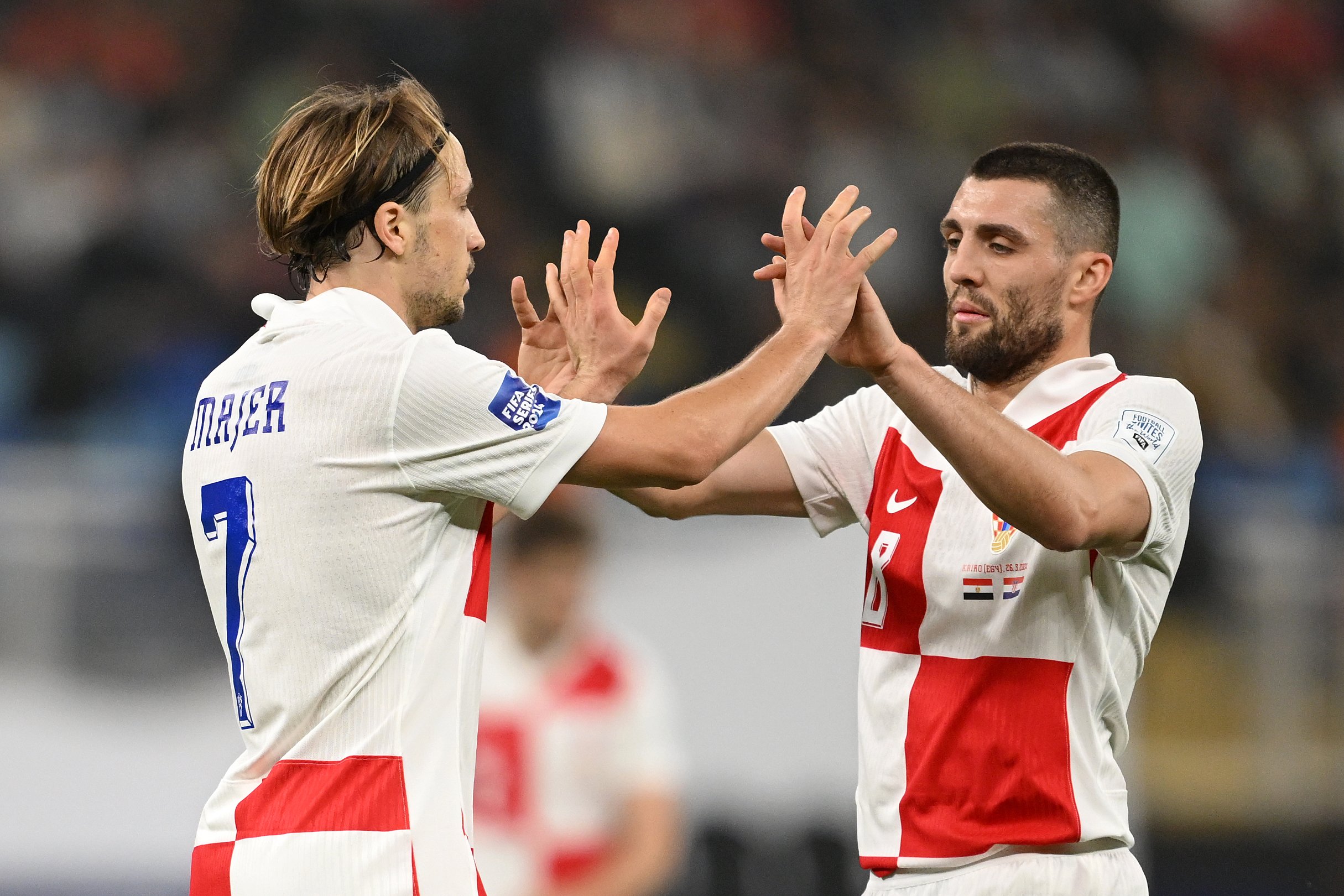 Lovro Majer of Croatia celebrates scoring his team's fourth goal