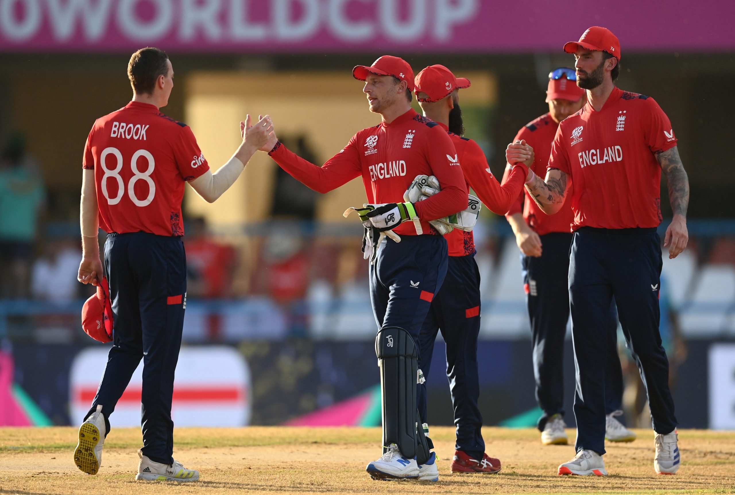 England team players shaking hands