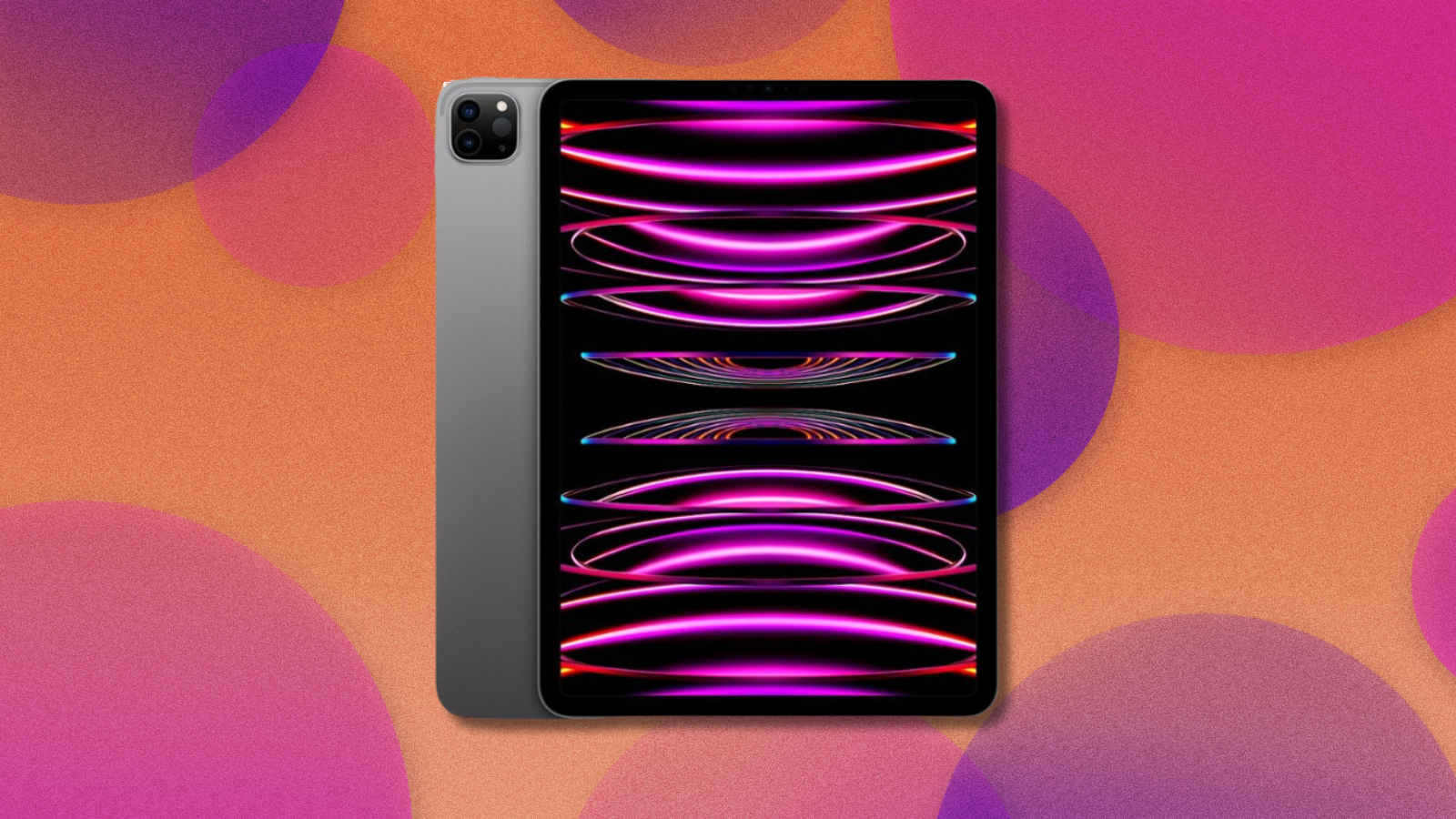 iPad Pro on orange and pink abstract background