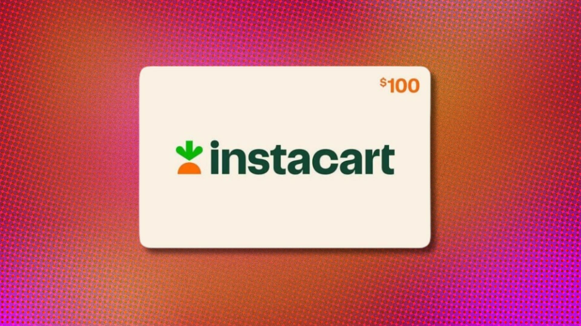 an instacart gift card on a pink-ish background