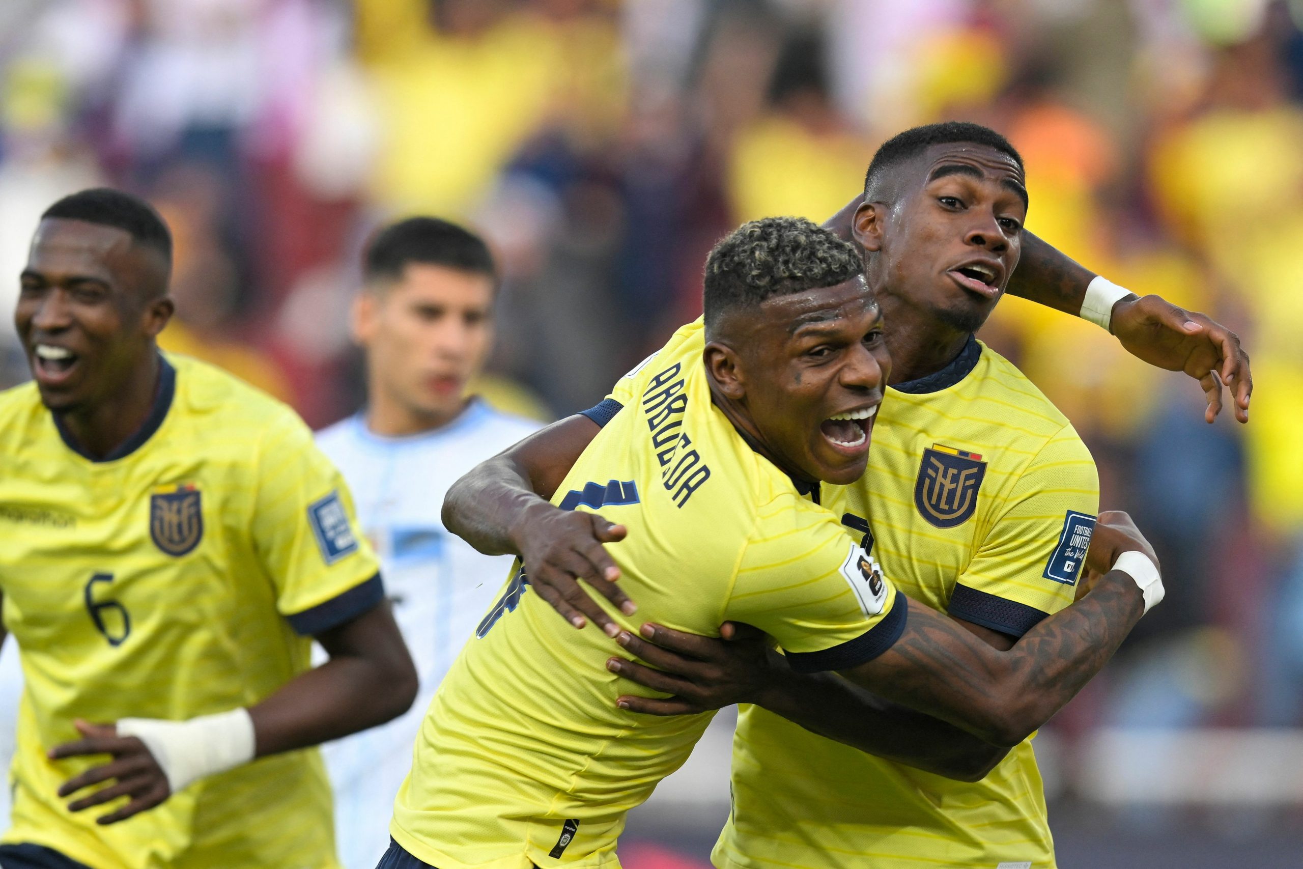 Ecuador defender Felix Torre celebrates a goal