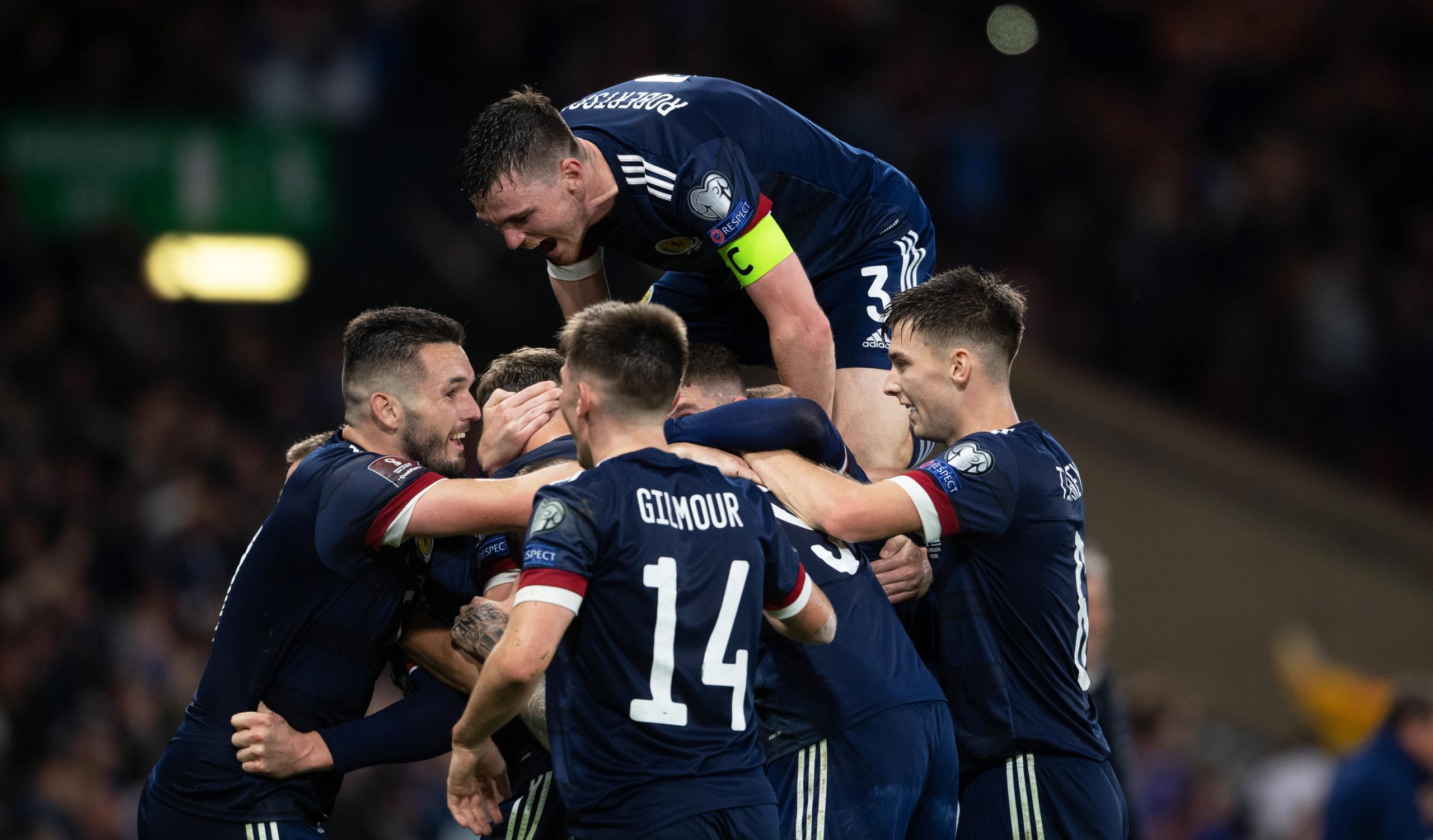 Scotlands Scott McTominay celebrates with teammates