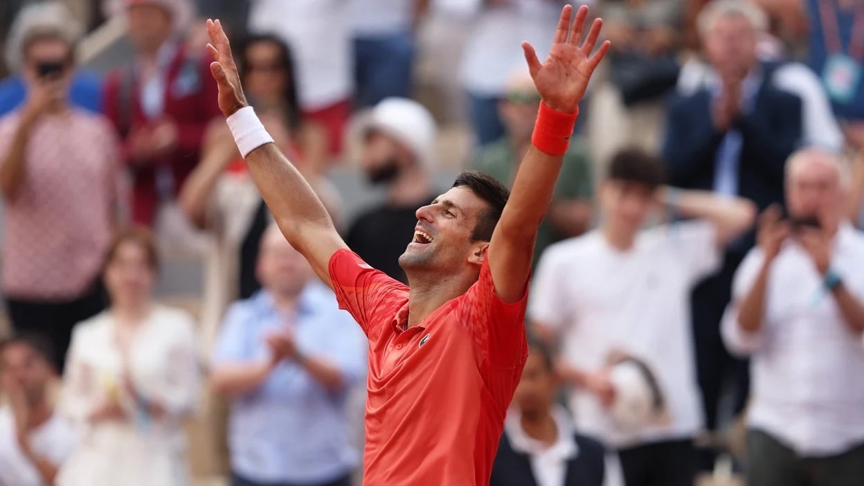 Djokovic victorious at a tennis game