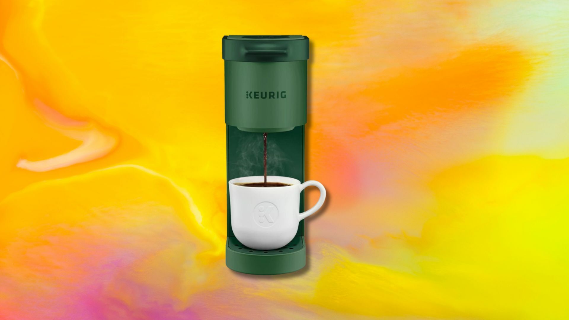 Keurig K-Mini Single Serve Coffee Maker on an abstract background