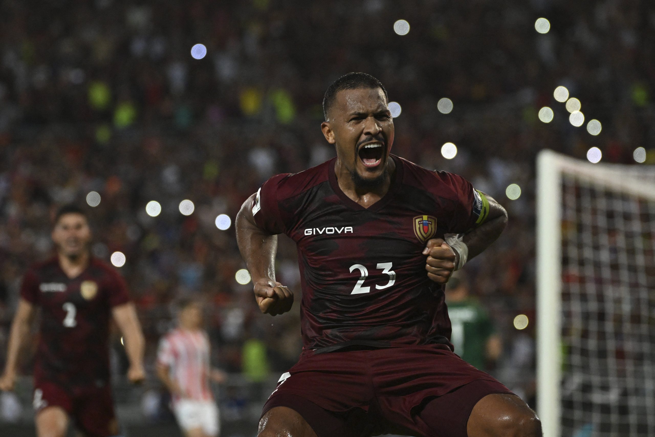 Salomon Rondon celebrates a goal