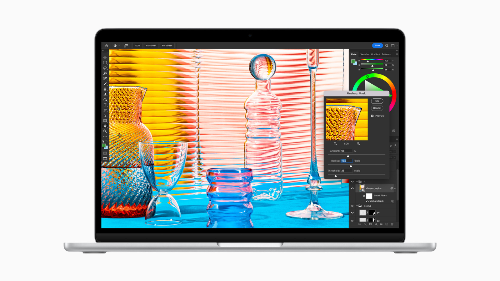 an m2 apple macbook air running image-editing software